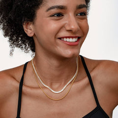 STACKED TWO LAYER DIAMOND CHAIN NECKLACE_CWMM3623