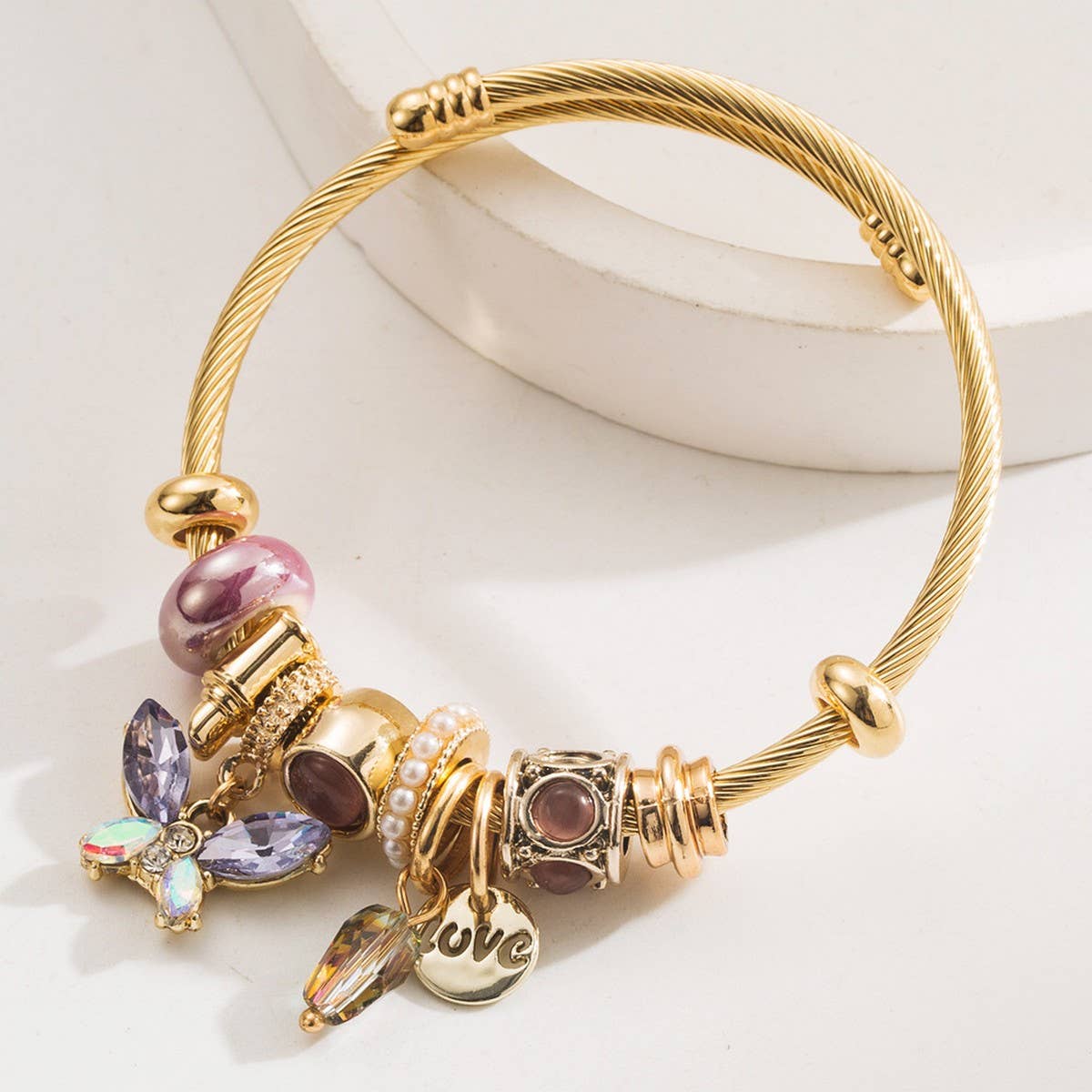 LUXURY BUTTERFLY CHARM BEADED BRACELET_CWMM8487