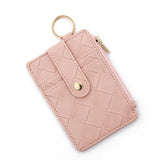 PLAID WOVEN CARD WALLET WITH ZIPPER CLOSURE_CWAB4946