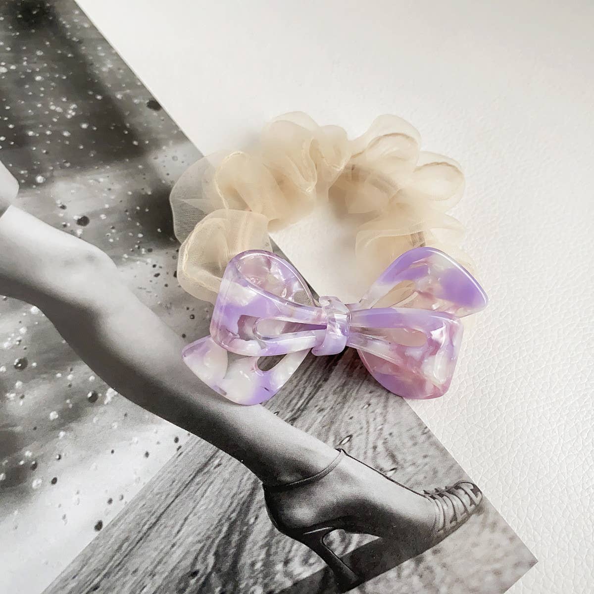 Women Gentle Lace Bow Hair Tie_Cwaha0806