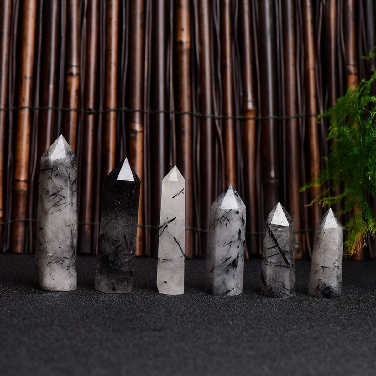 BLACK RUTILATED QUARTZ CRYSTAL TOWER_CWMM8123