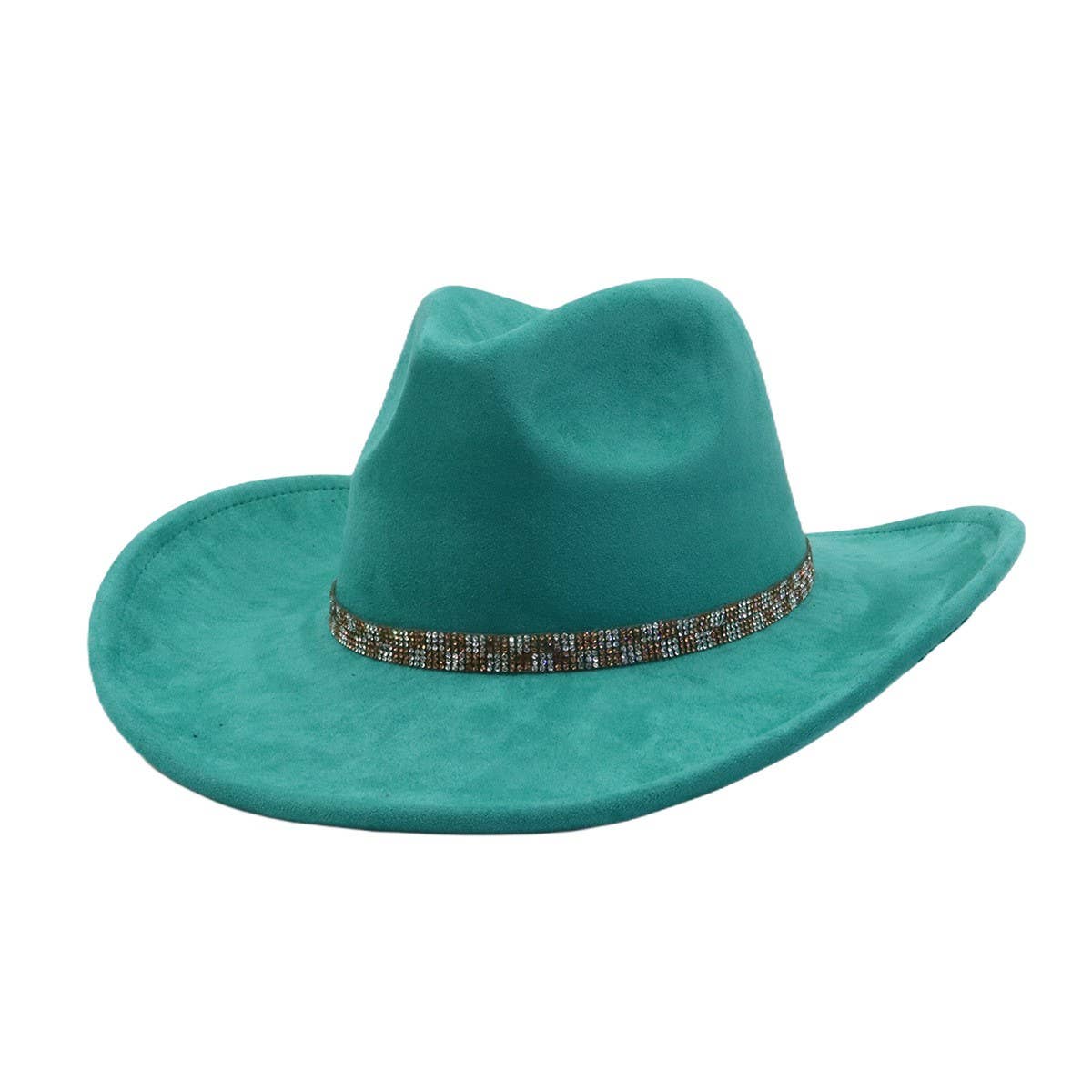 Western Ethnic Soft Suede Cowboy Fedora Hat_Cwah04400