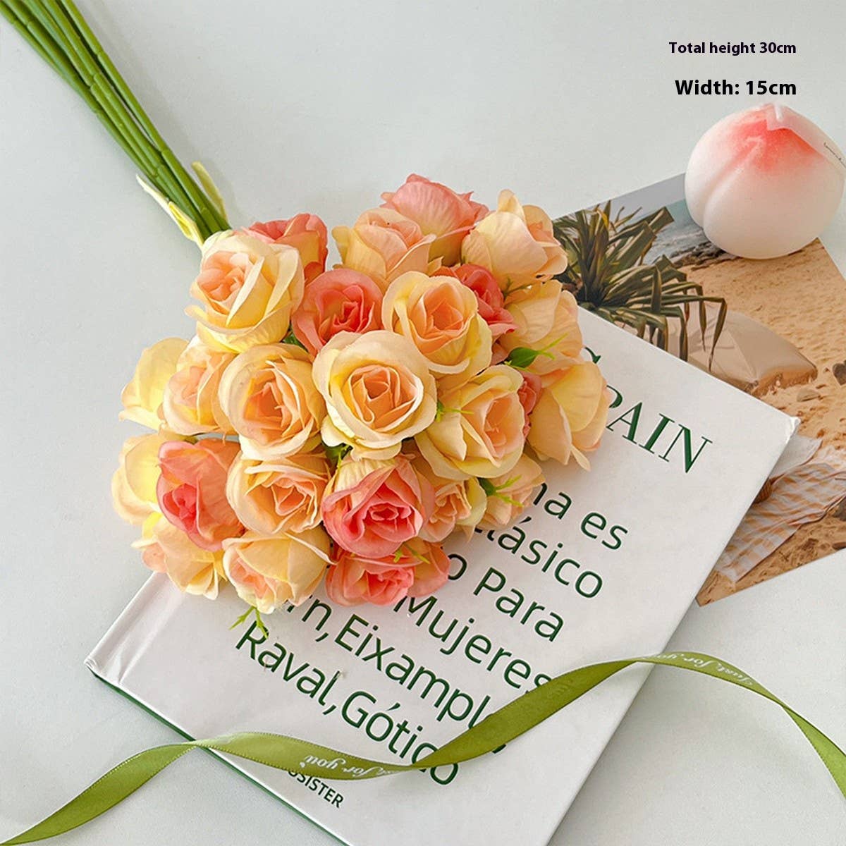 FAUX 27 HEAD ROSE BOUQUET FOR WEDDING HANDHELD_CWMM6585