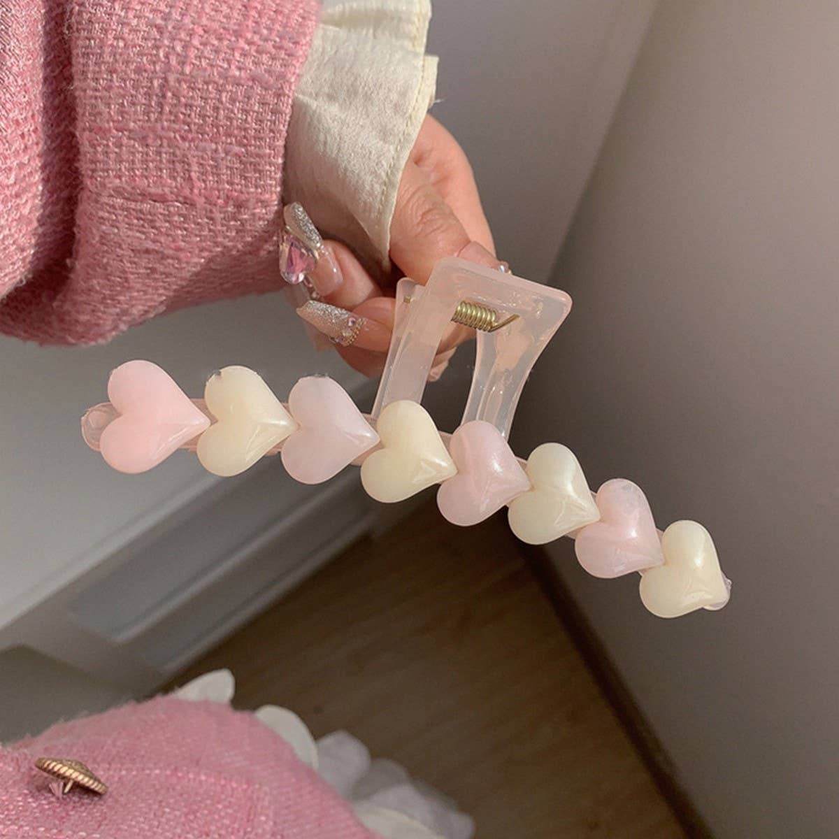 2024 NEW JELLY PINK LOVE HAIR CLIP_CWAHA1300