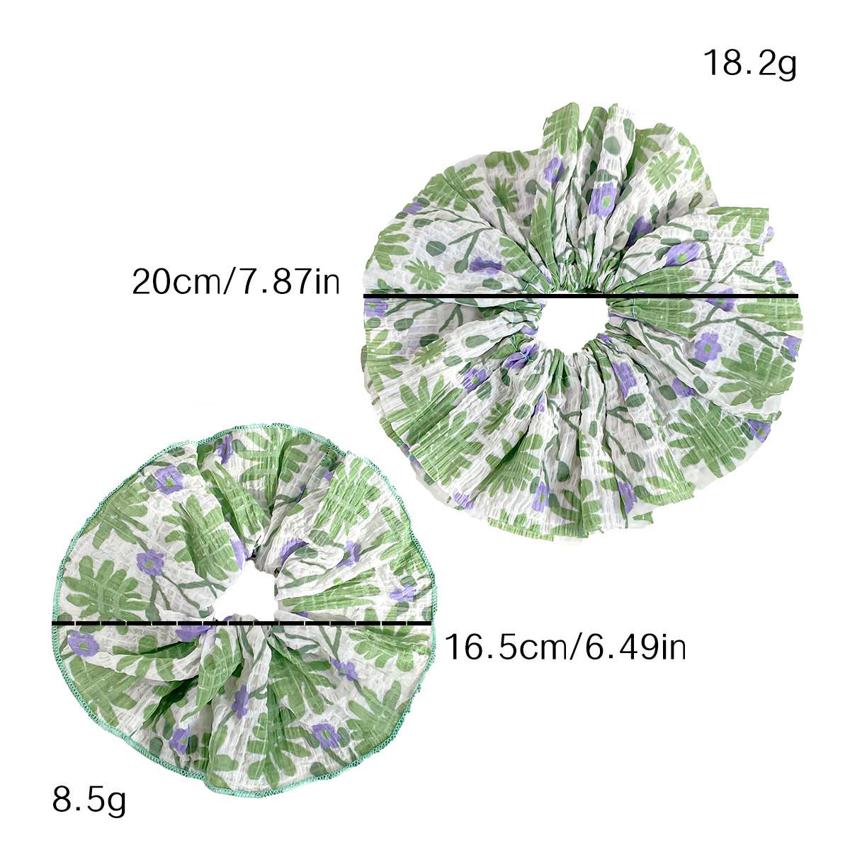Large Pleated Floral Intestine Style Hair Ties