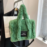 FAUX RABBIT FUR TOTE BAG WOMEN LARGE HANDBAG_CUAB00552