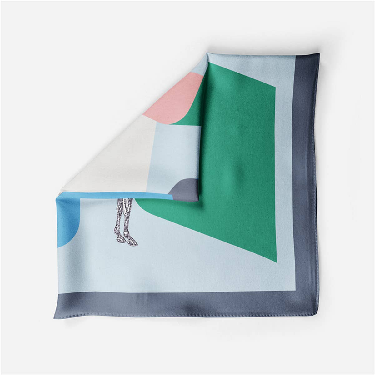 GEOMETRIC PRINT REVERSIBLE SATIN SCARF FOR SUMMER_CWASC0655