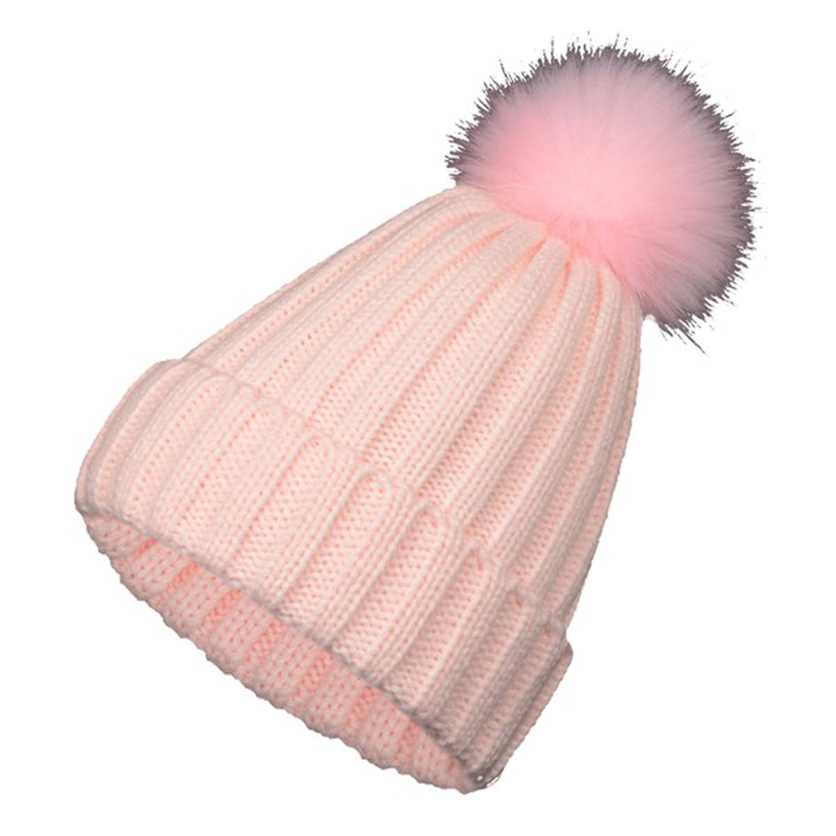 Fluffy Ball Simple Basic Knit Beanie_Cwah331