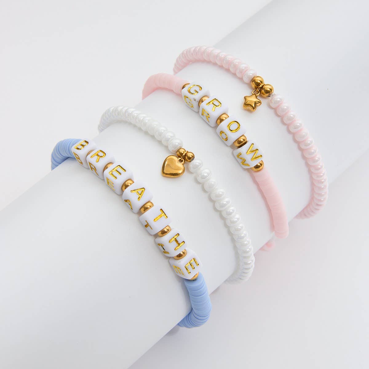 SWEET BLUE BEADED BRACELET IN 18K GOLD STEEL_CWAJE4800