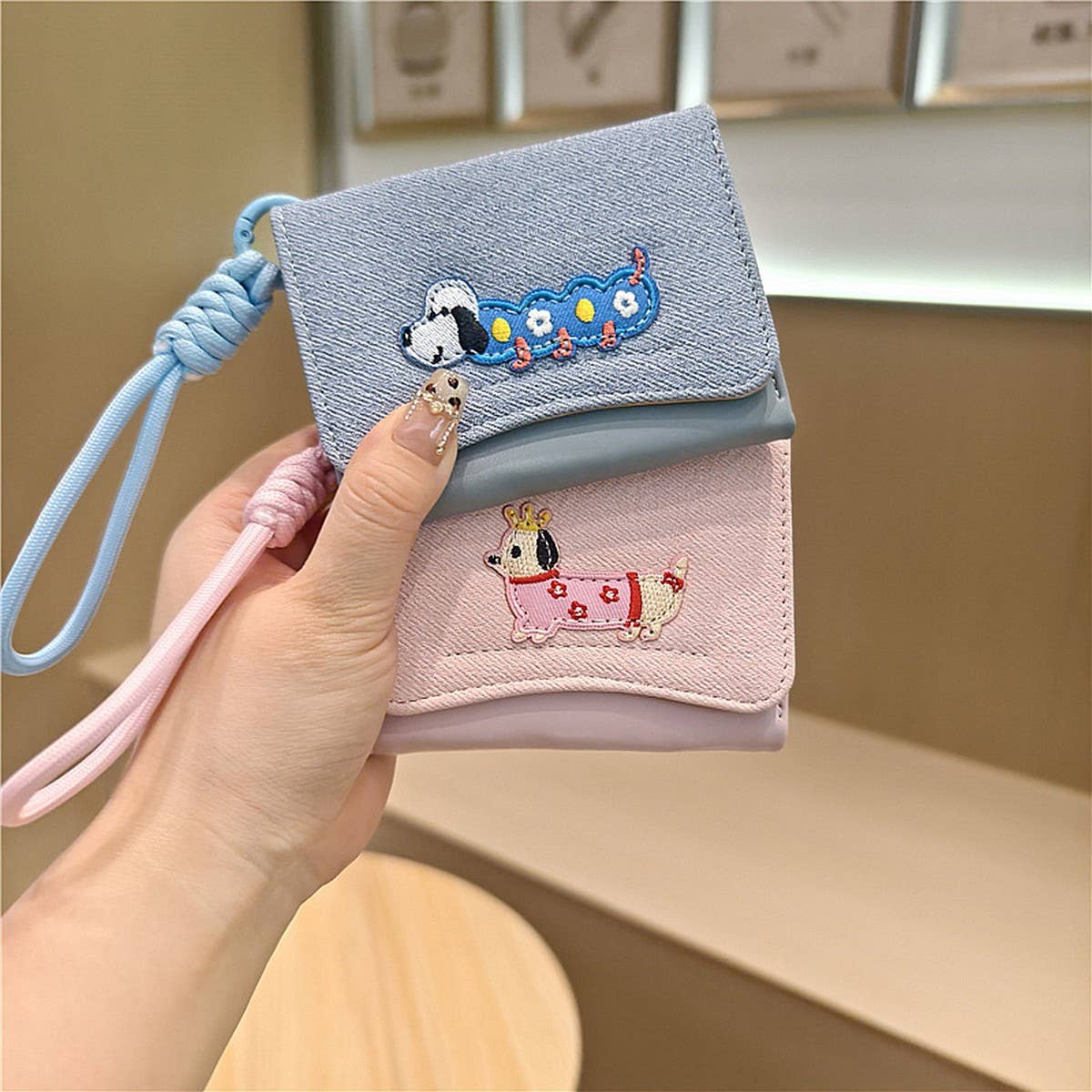 Kawaii Patchwork Mini Trifold Wallet For Girls_Cwab06224