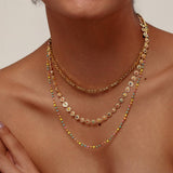 Titanium Steel Oil Drop Threelayer Stackingnecklace_Cwmm3584