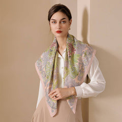 Vintage French Print Scarf 90Cm Silk Feel Square