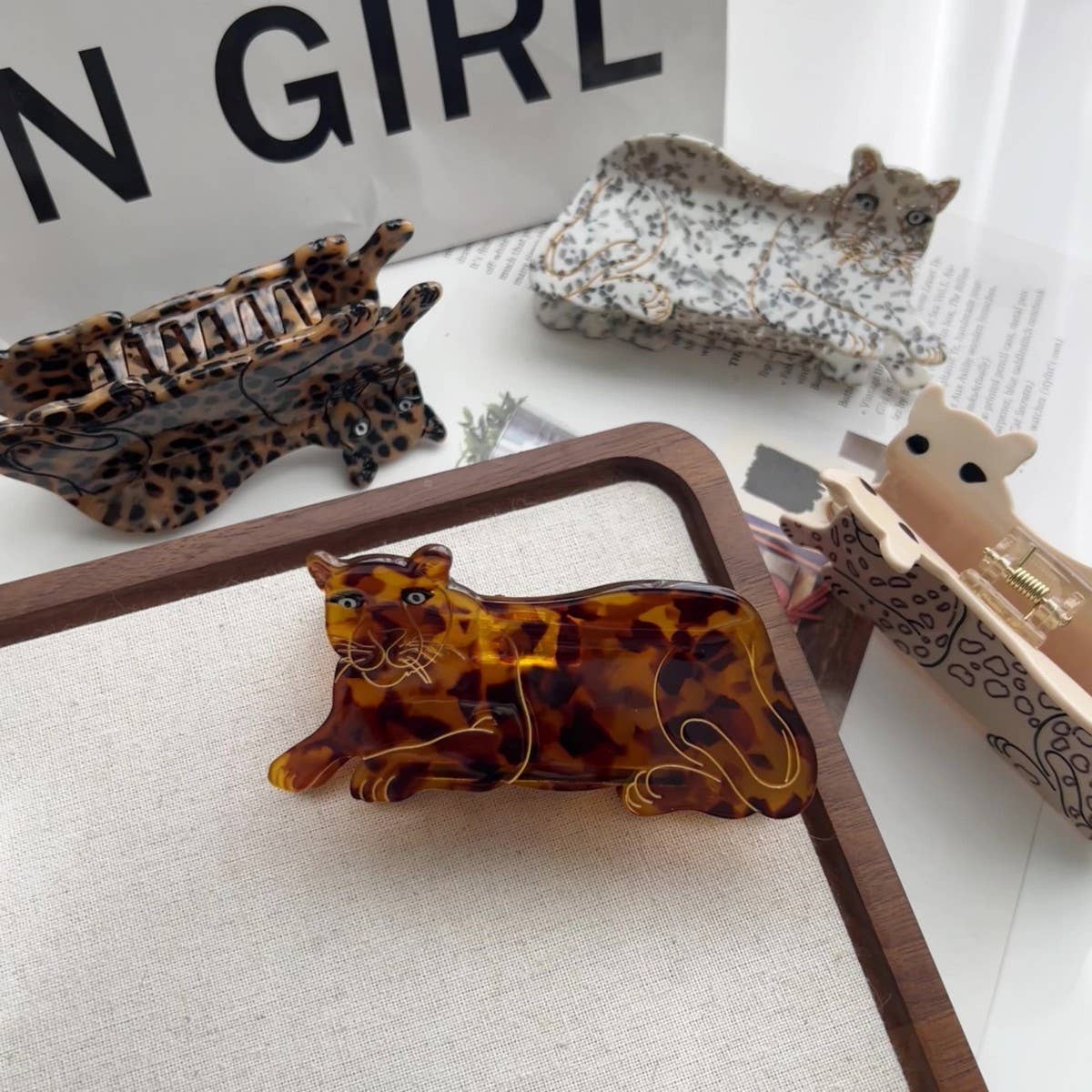 CARTOON LEOPARD HAIR CLAW ACETATE ANIMAL CLIP_CWAHA5760