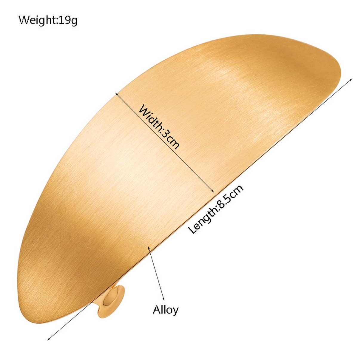 BRUSHED METAL OVAL SPRING HAIR CLIP ELEGANT LOOK_CWAHA6176