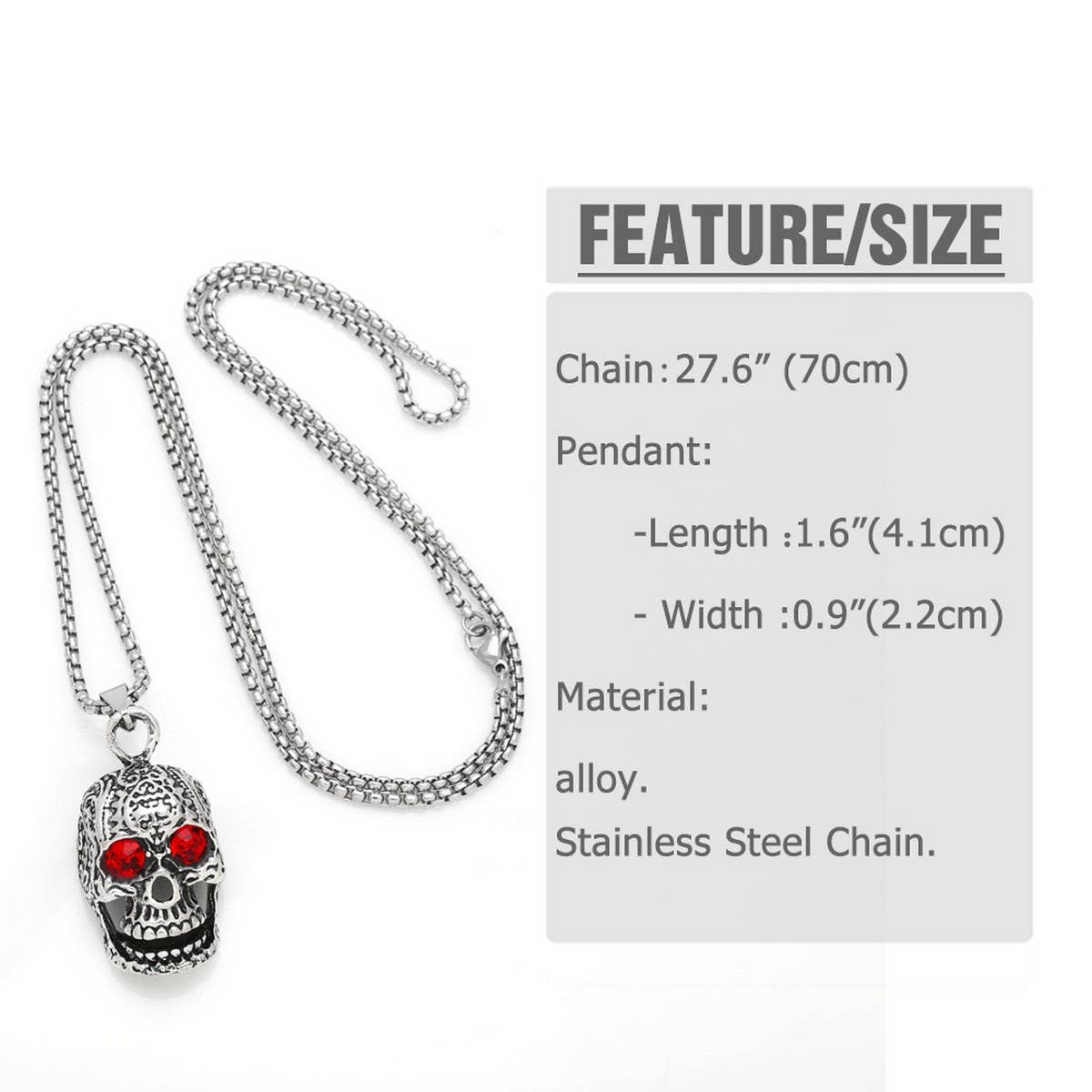 RETRO HIP HOP SKULL PENDANT NECKLACE_CWAJE0972
