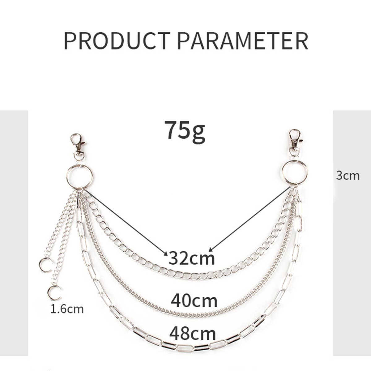 HIP HOP ROCK STYLE MOON PENDANT PANTS CHAIN_CWMM0649