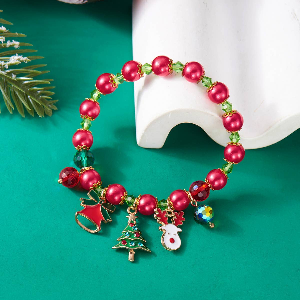 CHRISTMAS BELL WREATH PULL OUT BRACELET_CWAJE2392