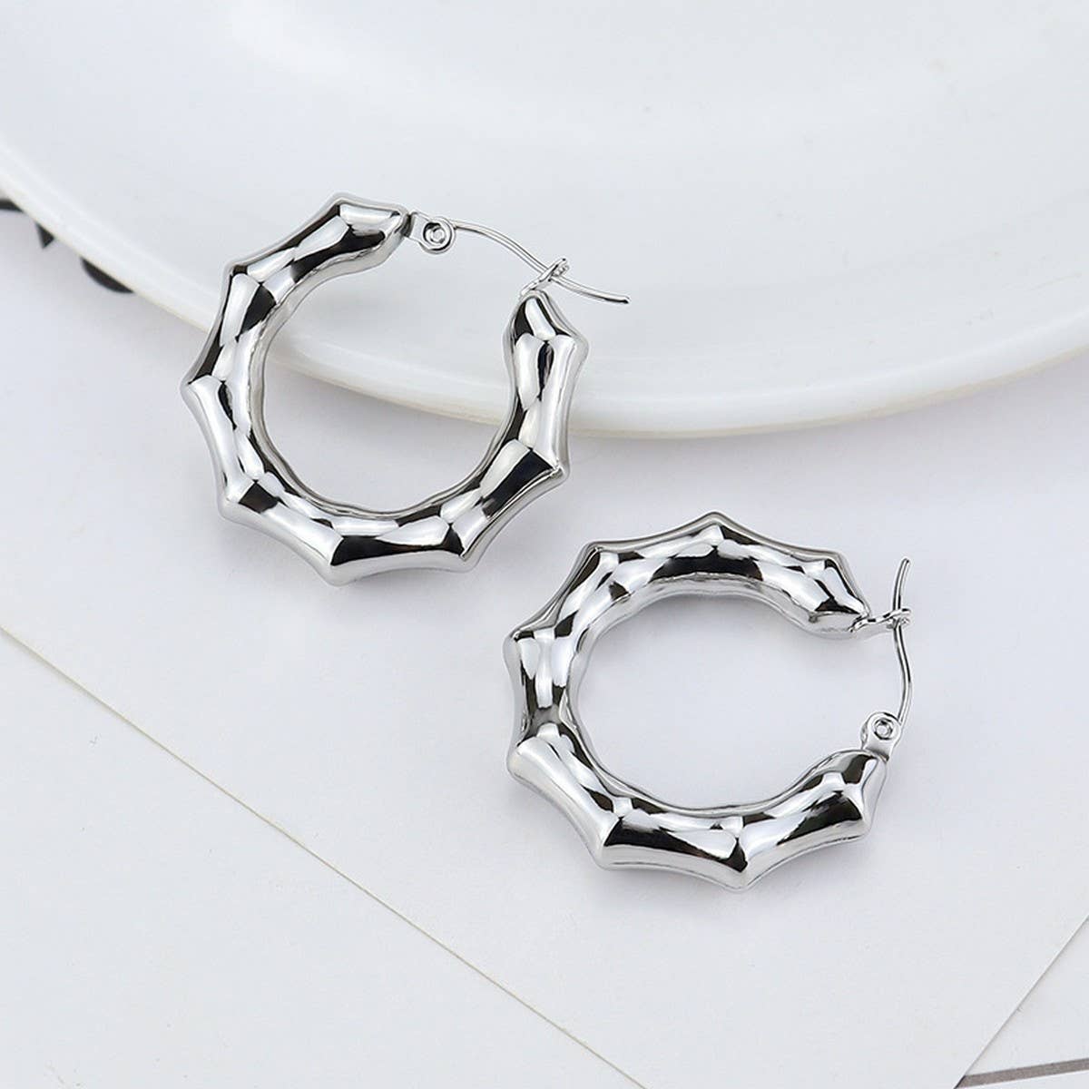 Women Simple Hypoaalergenic Thick Ring Earrings