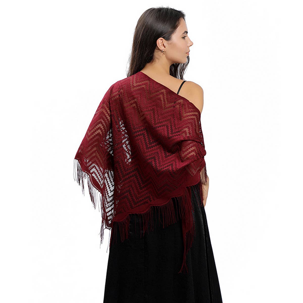 LACE WAVE TRIANGLE SCARF PARTY WRAP FOR WOMEN_CWASC1084