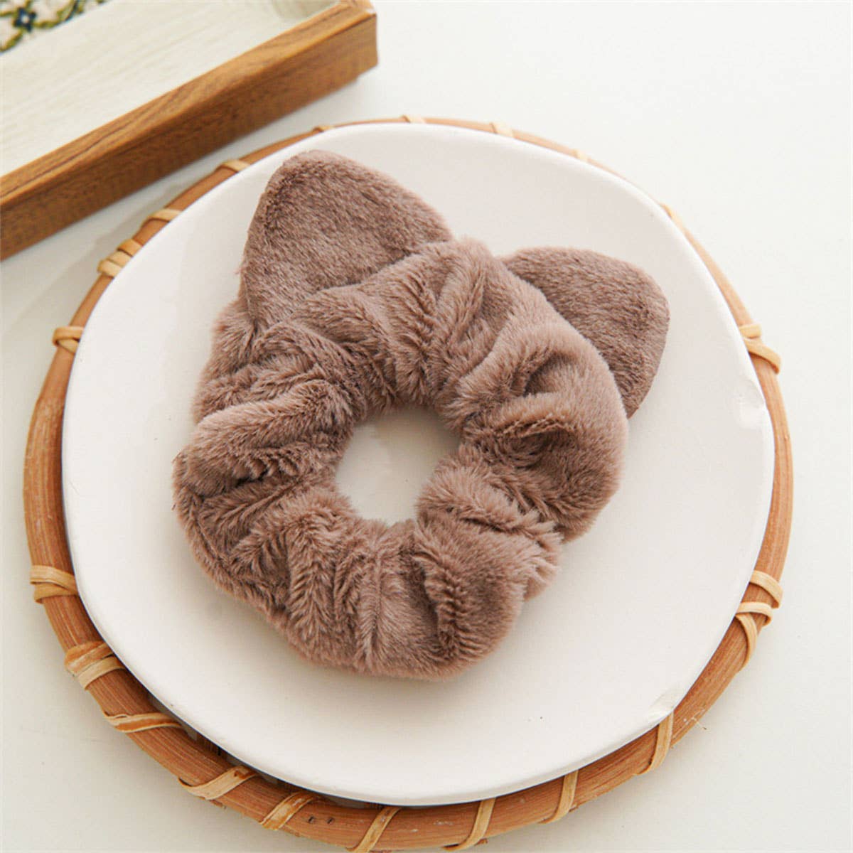 Fuzzy Cat Ears Hair Scrunchies For Winter_Cwaha0375