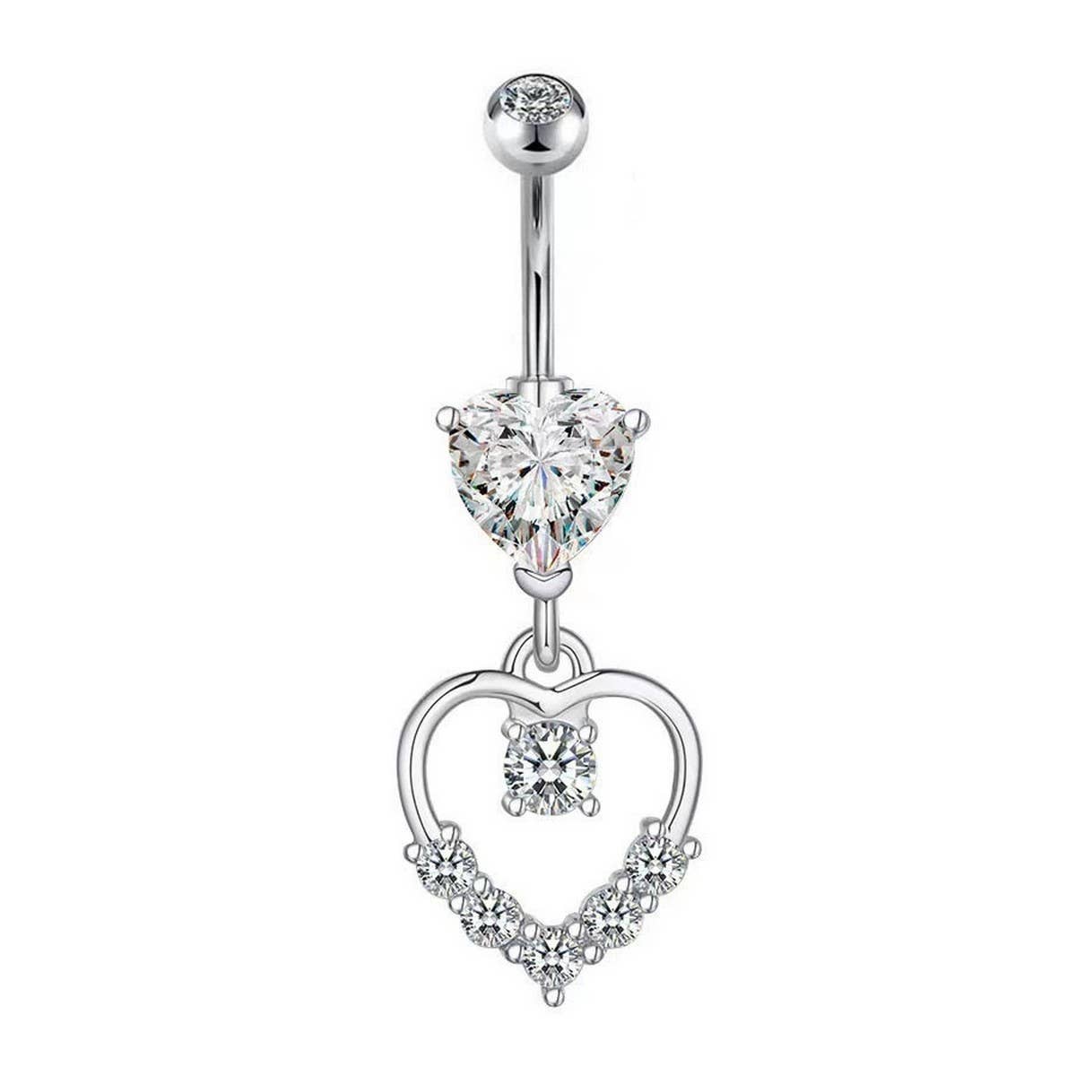 HEART BUTTERFLY CZ BELLY RING BODY JEWELRY_CWMM9180