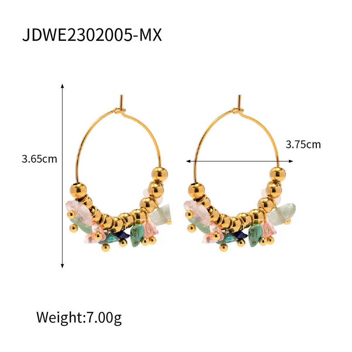 FASHION STAINLESS STEEL COLORED STONE EARRINGS_CWMM2355