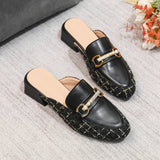 Women Single Shoes Round Toe Rhinestone Mules