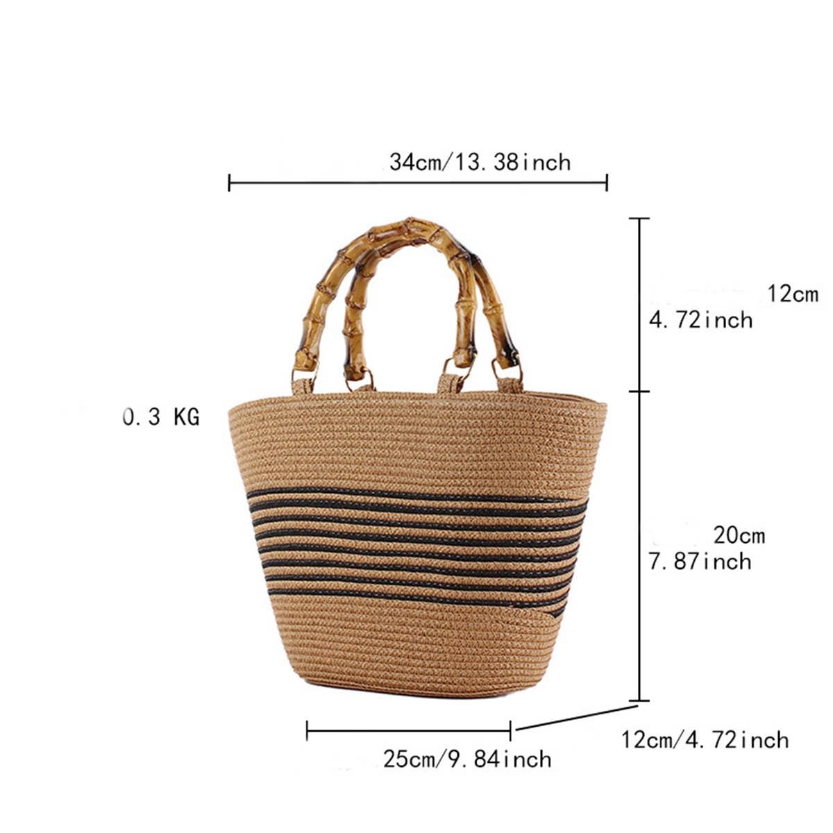 CONTRAST COLOR STRIPED HAND WOVEN BAG_CWAB2092
