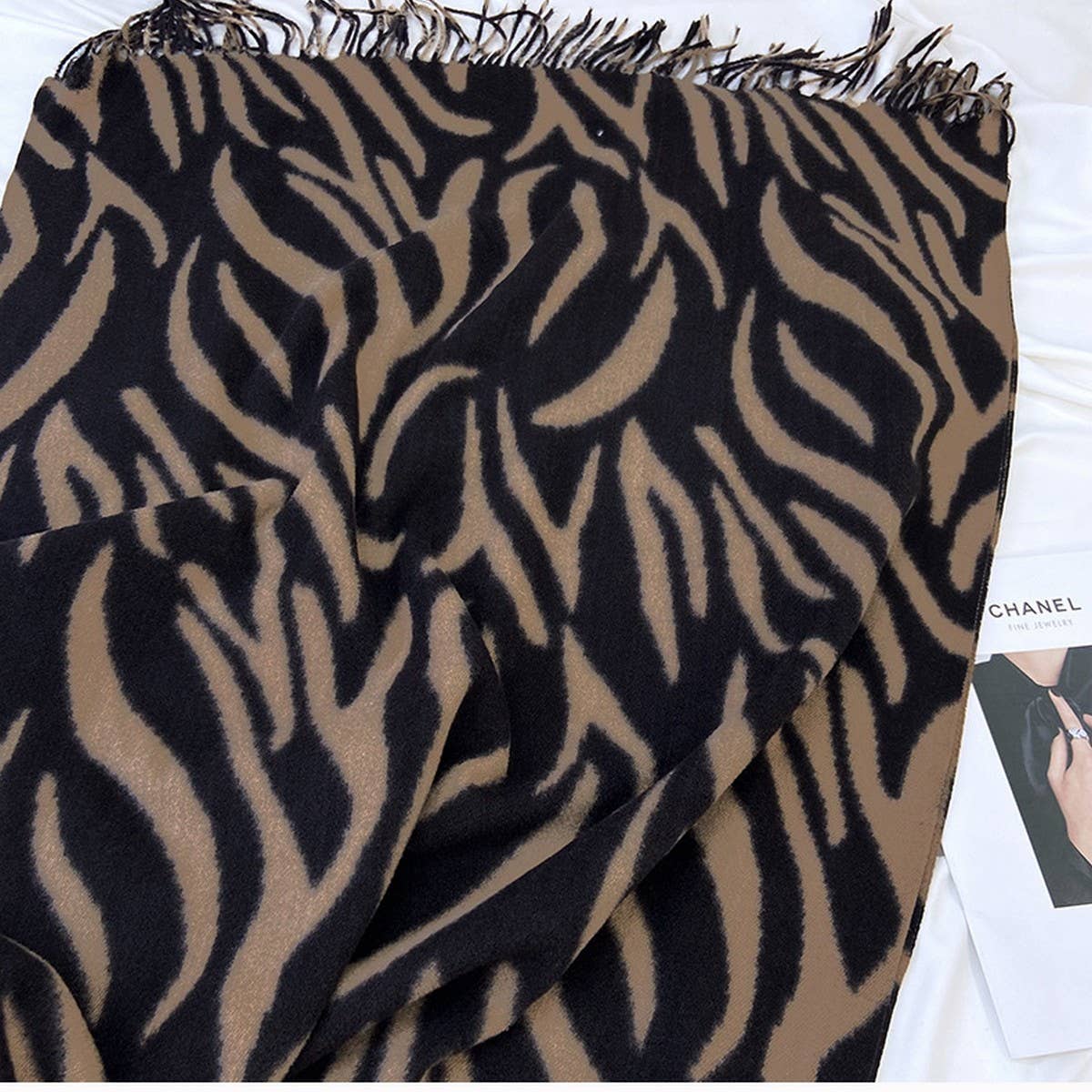 STRIPED PRINT FAUX CASHMERE SCARF FOR WINTER_CWASC1472