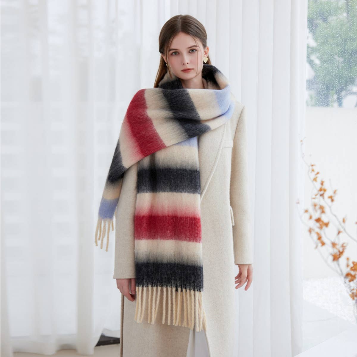 Cwasc1575_Winter Premium Thermal Striped Scarf Bib