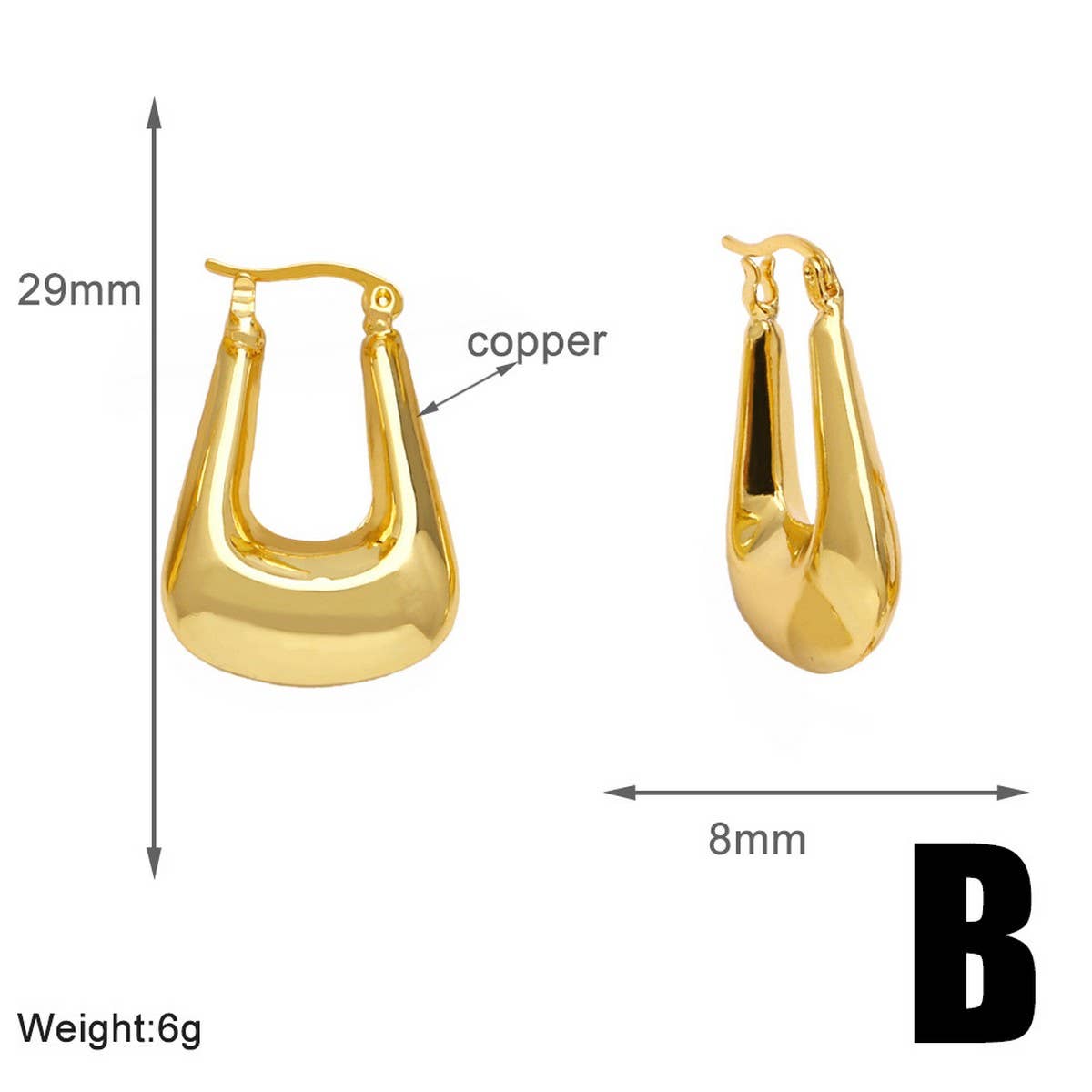 U Shaped Minimalist Gold Plated Earrings