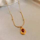 BROWN PENDANT NICHE RETRO NECKLACE_CWAJE2378