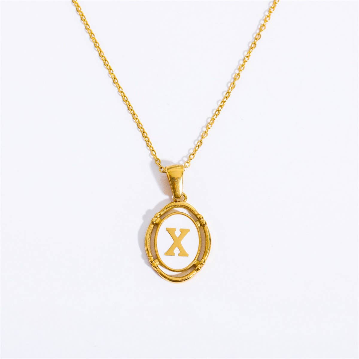 NEW CREATIVE 26 LETTERS PENDANT OVAL NECKLACE_CWMM3771