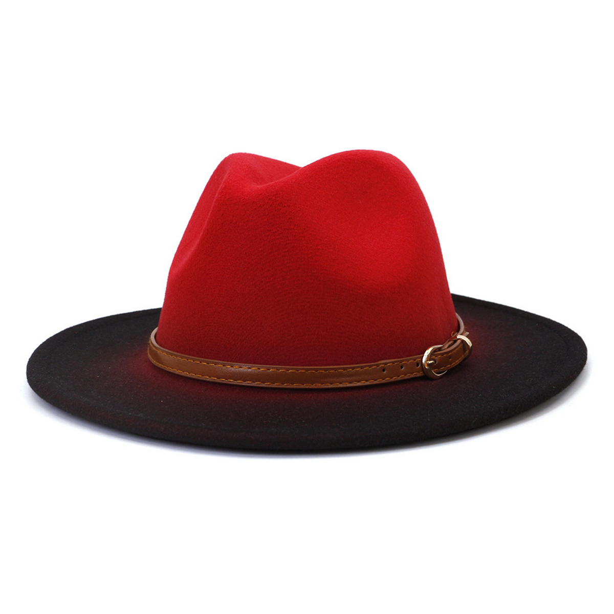 Women Warm Color Matching Belt Panama Hat_Cwah0707