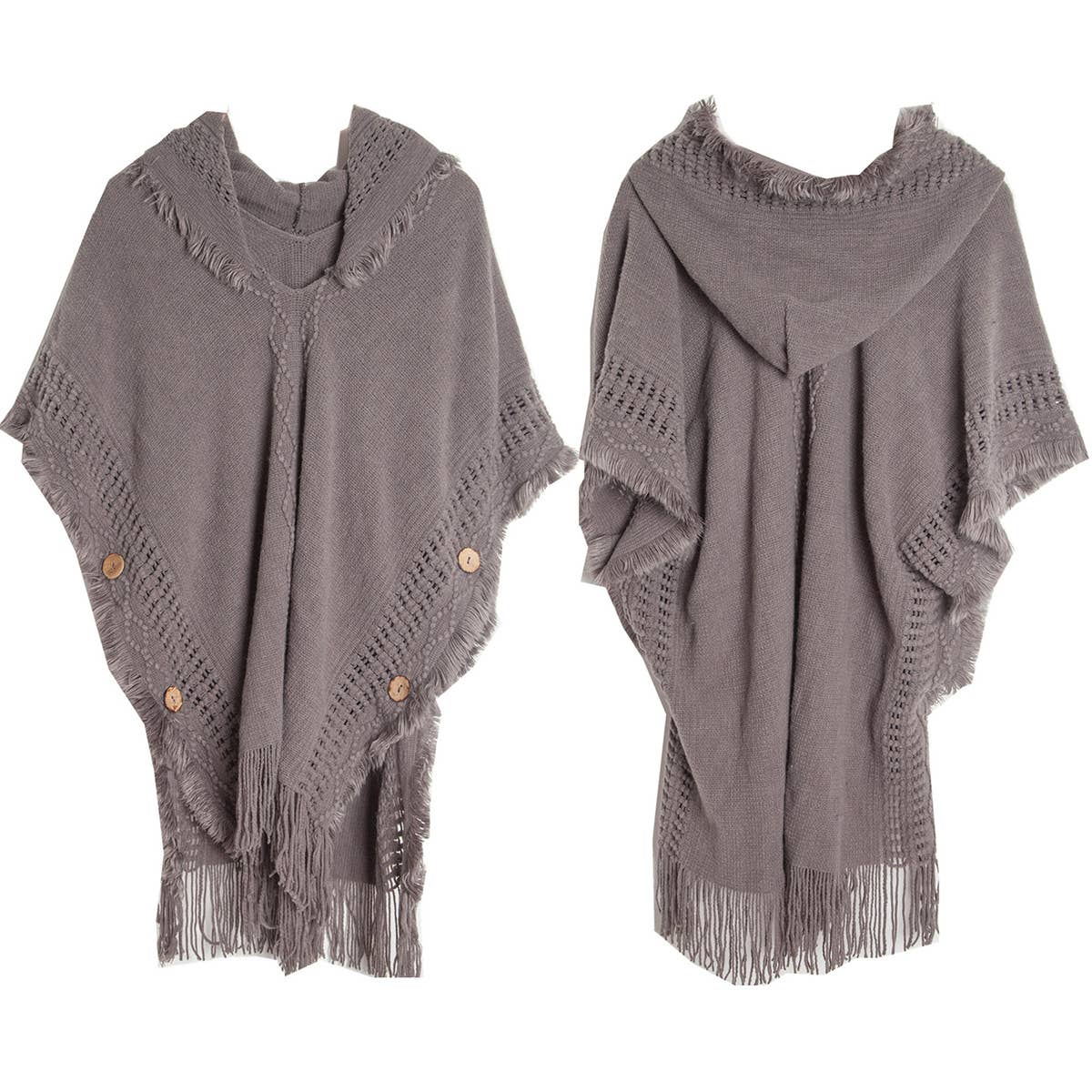 Women Poncho Sweater Cozy  Cape With Hood