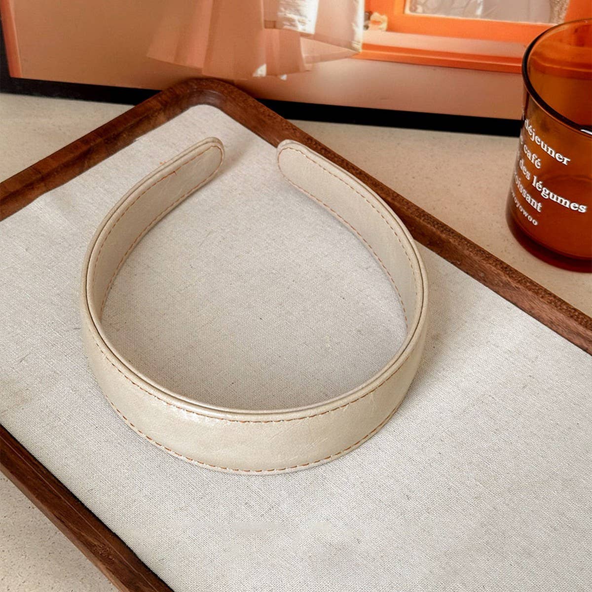 Vintage Leather Wide Headband Women Retro Style_Cwaha07781