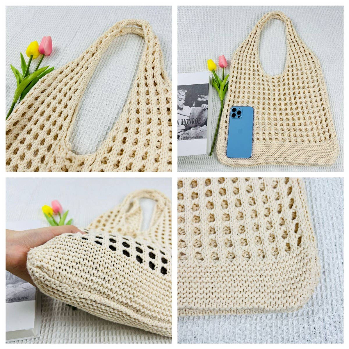 Cwab1953_Knitted Hollowed Out Tote Bag