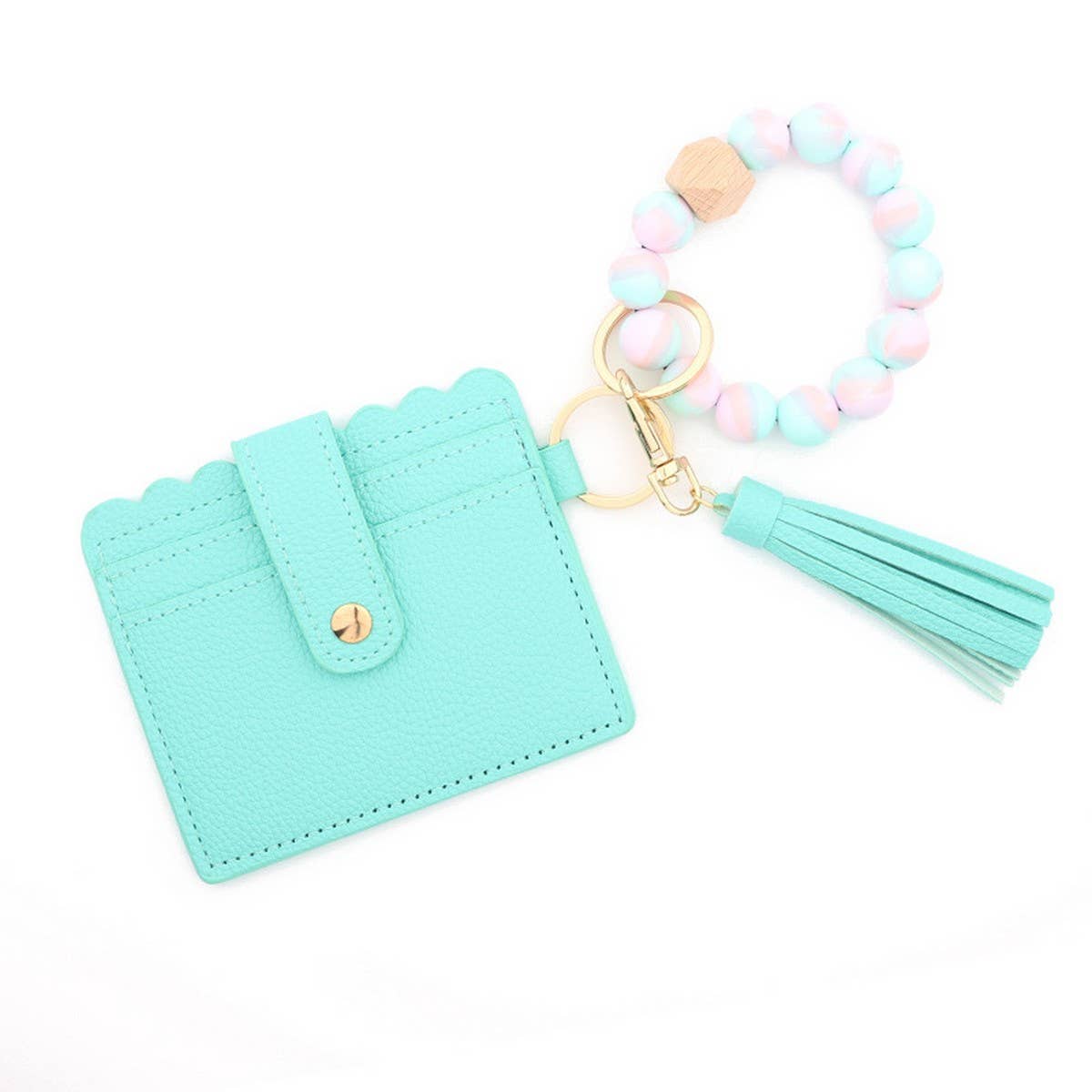 LEATHER CARD BAG TASSEL KEYCHAIN BRACELET_CWAJE0657