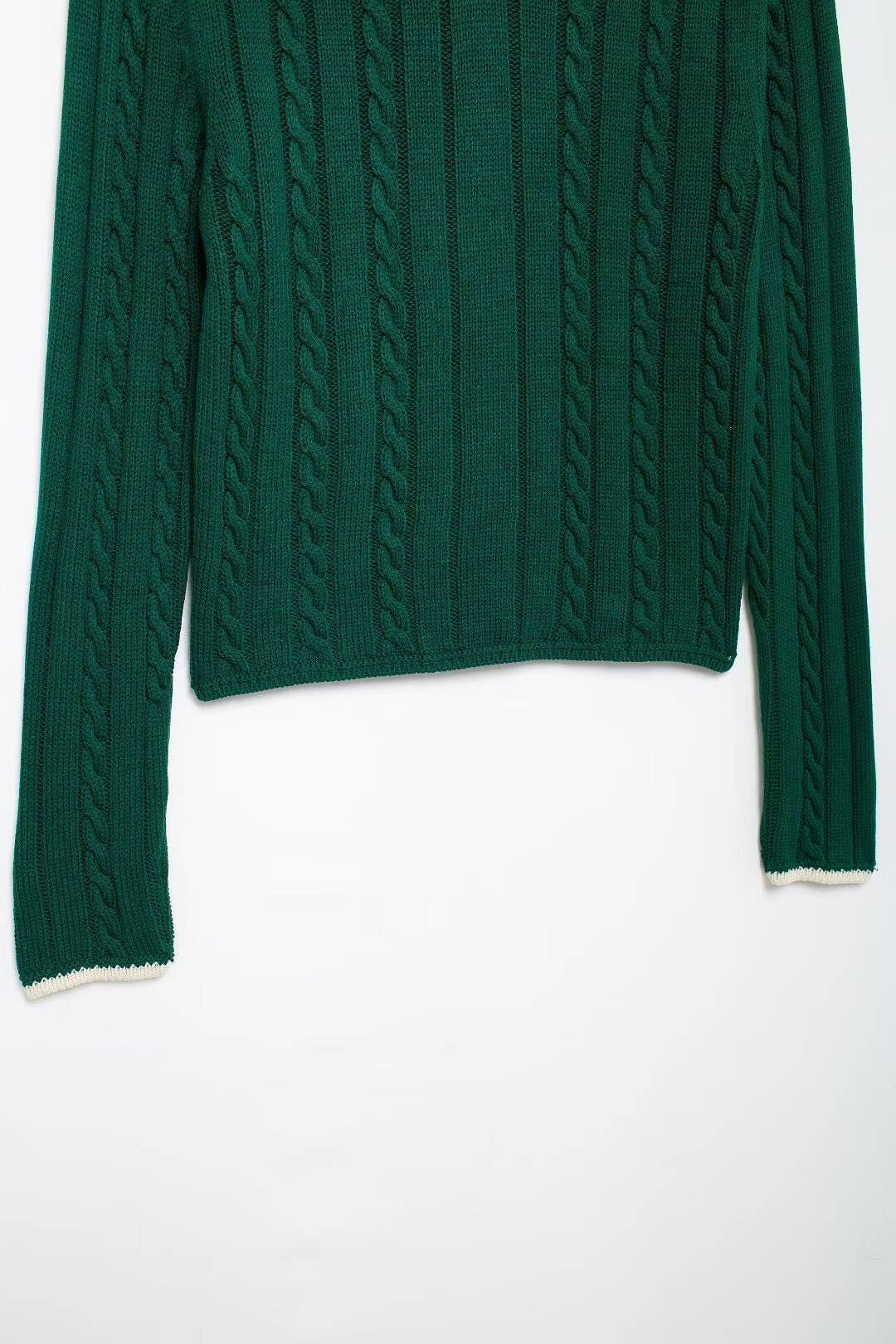 V-Neck Contrast Color Knitted Twist Sweater