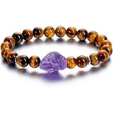 Cwaje3876_Amethyst Irregular Raw Stone Beads Bracelet