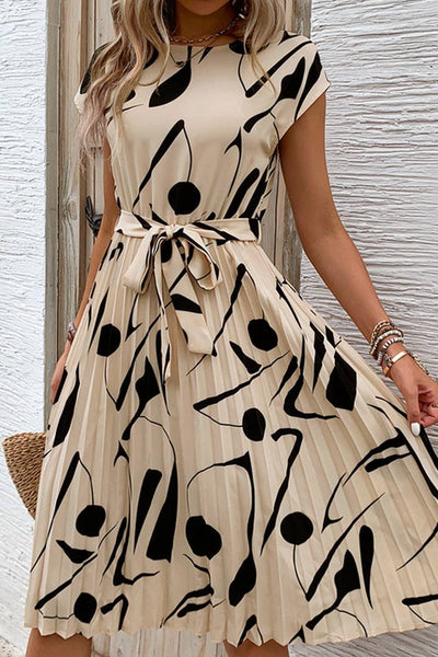 CWDMD2514_GEOMETRIC PRINT PLEATED DRESS