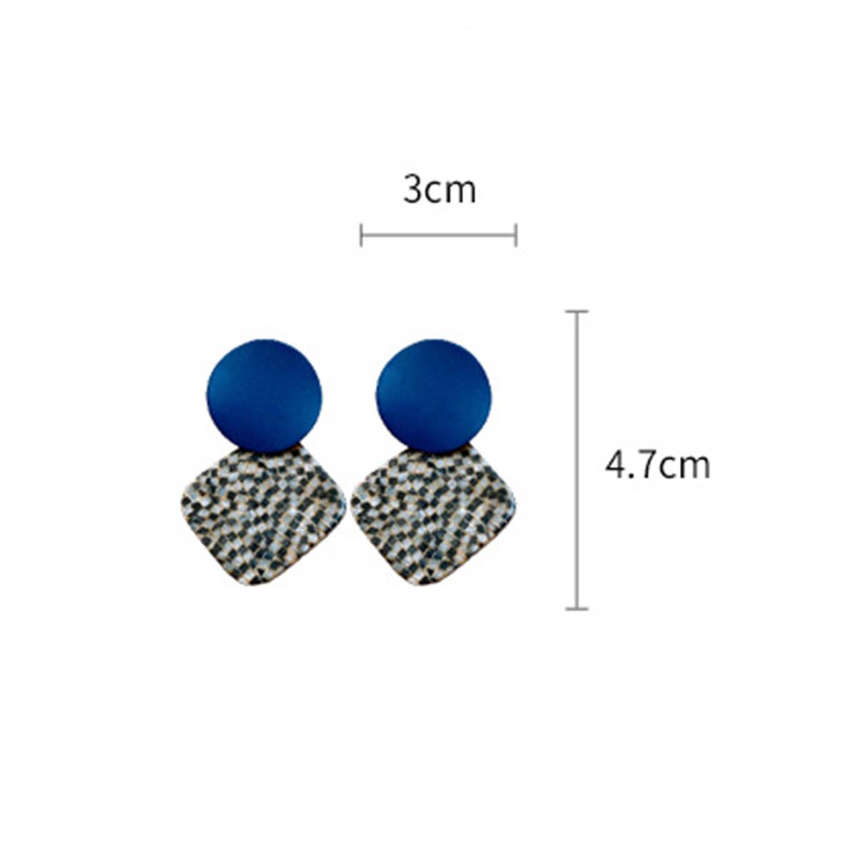 SIMPLE DIAMOND BLACK AND WHITE CHECK EARRINGS_CWAJE2472