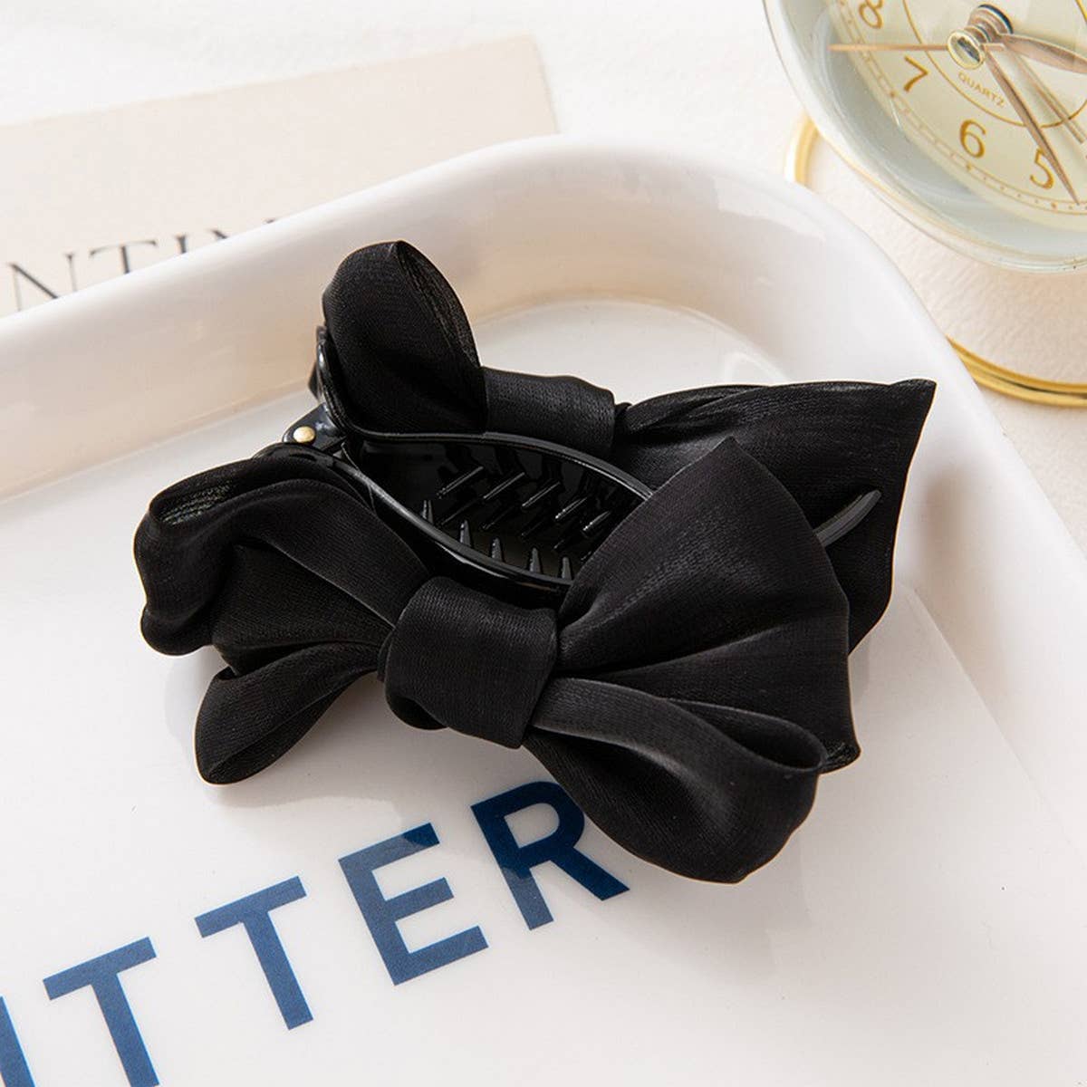 MESH BOW HAIR CLAW PRINCESS STYLE UPDO CLIP_CWAHA0466