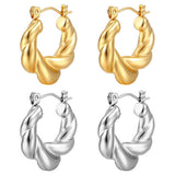 18K GOLD ROUND CHUNKY TWISTED HOOP EARRINGS_CWAJE0562