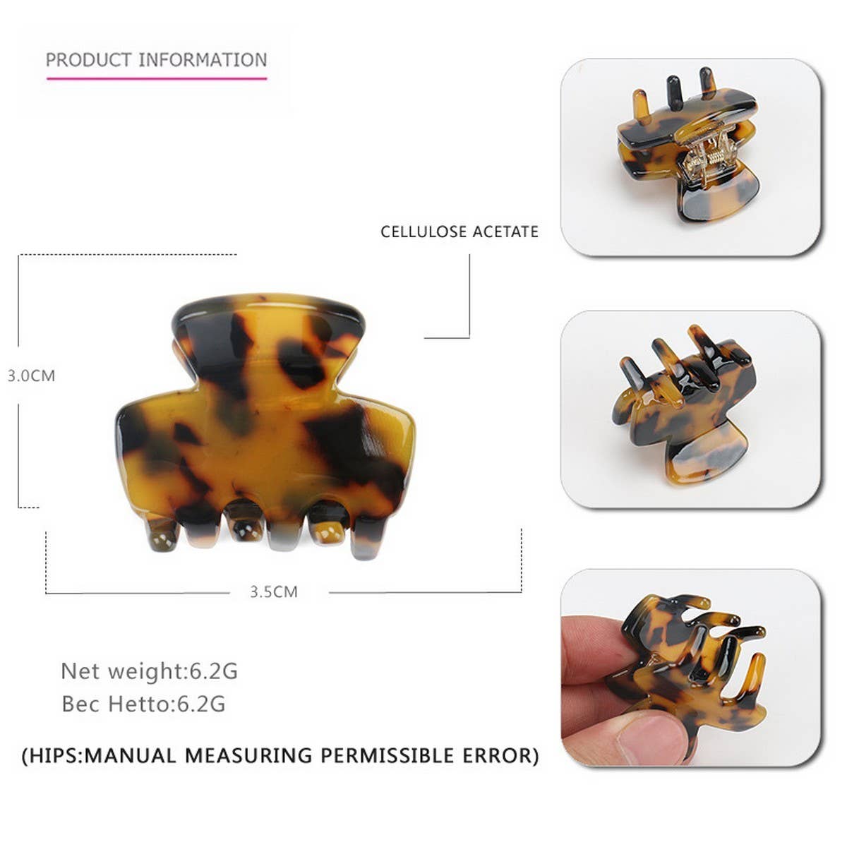 MINI GEOMETRIC ACETATE HAIR CLAW SIMPLE BANG CLIP_CWAHA4429