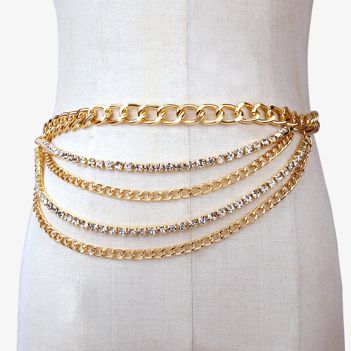 MULTI LAYER DIAMOND STUDDED RETRO WAIST CHAIN_CWMM0668