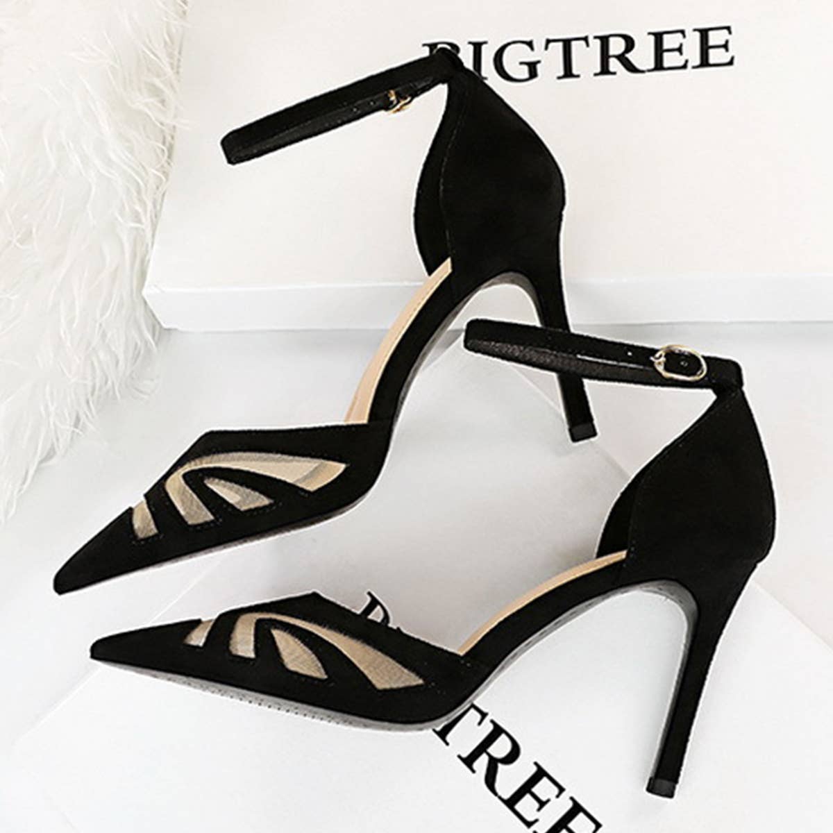 POINTED TOE MESH HOLLOW HIGH HEELS_CWSHH0096