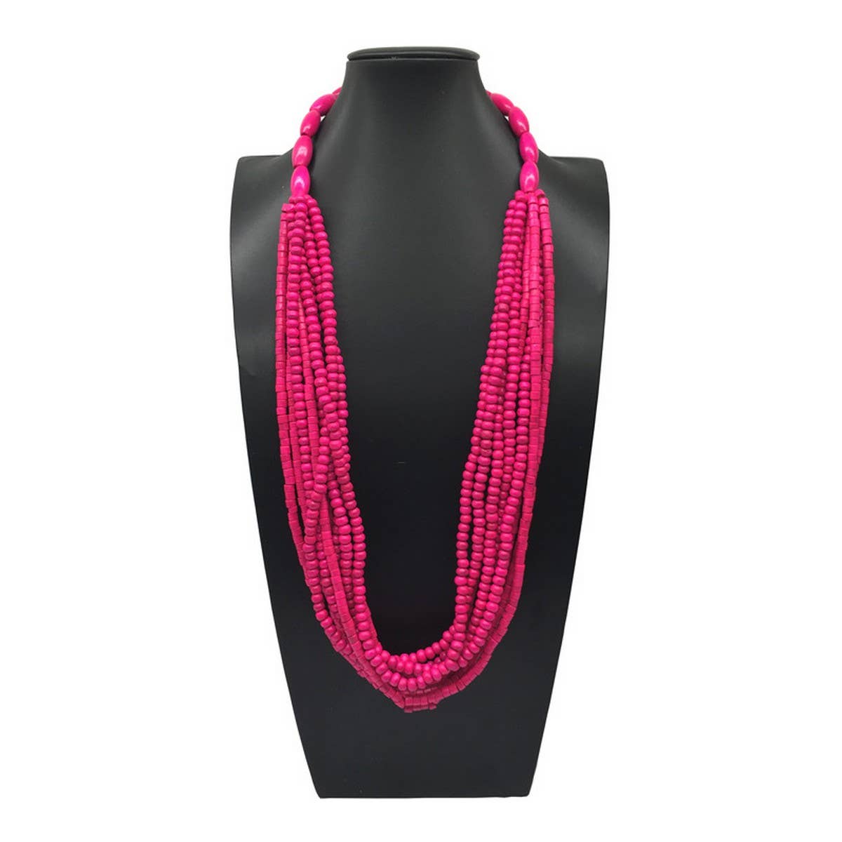 ETHNIC STYLE MULTI LAYERED WOODEN BEAD NECKLACE_CWMM4725