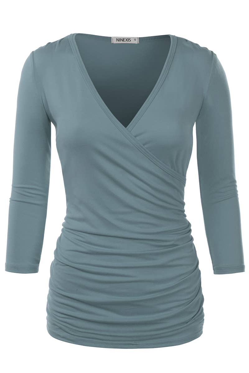 Women Solid V Neck Shirt_Cwttl1404