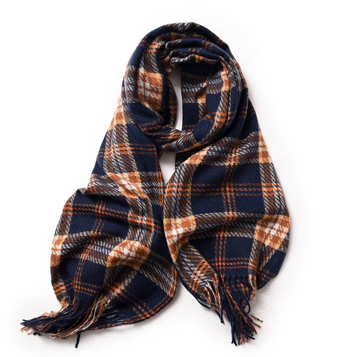PLAID WINTER SCARF FOR WOMEN SOFT TASSEL SHAWL_CWASC0224